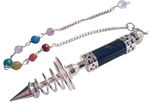 Animus Imperat Péndulo negro de turmalina de 7 chakras con espiral