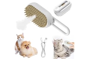 Dihope Brosse à Vapeur Pour Chat,3 En 1 Peigne De Massage En Spray Pour Chats,Brosse à Poils De Chat à Vapeur électrique,Brosse De Toilettage Autonettoyante Pour Animaux De Compagnie(Blanc,12*6.5cm)