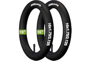 GRELiving Lot de 2 chambres à air 16" 16 x 1,75/2,125 AV35 mm compatible avec chambre à air de vélo 16" / vélo enfant / vélo électrique 16 x 1,75, 16 x 1,95, 16 x 2,0, 16 x 2,10, 16 x 2,125
