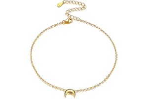 ChicSilver 925 Sterling Silver Anklet Heart/Moon/Star/Bar/Round Charm Ankle Bracelet for Women Summer Beach Sandal Barefoot Jewelry(Gift Wrapped)