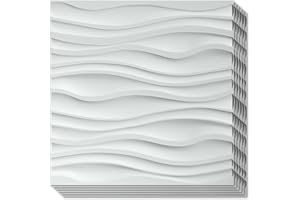Art3d Lot de 12 Panneau Mural 3D PVC Blanc Mat, Dalle Murale Décorative Salon Chambre Bureau,Motif Vogue,50x50 cm,3m²