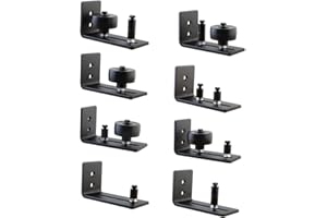 IFOYO Barn Door Floor Guide, Adjustable Wall Mounted Door Guide with 8 Different Setups Black Powder Coated Barn Door Roller Guide Fit for All Barn Doors, Bottom Bracket Hardware Sits Flat On Floor