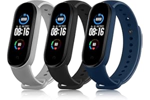 Yisica 3 Pack Armband Kompatibel mit Xiaomi Mi Band 5 / Xiaomi Mi Band 6 / Amazfit Band 5, Weiches Silikon Verstellbare Fitness Ersatzbänder für Xiaomi Mi Band 5/ Mi Band 6 Armband