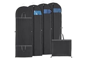 Bestcool 4 Pièces Housse de Vêtement, 180×60cm Housse Vetements à Suspendre Anti Poussière Housse Vêtement avec Fenêtre Transparente Housses Vetement Longue pour Costumes Manteaux Robe de Soirée