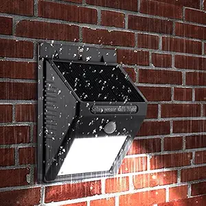 Getko With Device LED Solar Panel Power Light Wall Lamp Motion Sensor Luminaria Energy 20Leds Waterproof Sunlight for Garden Outdoor Stairs (Black)