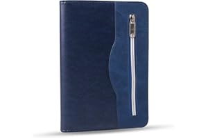 KXF A5 PU Leather Zipped Conference Folder Journal Portfolio 160 Pages Refillable Ring Binder Personal Work Organiser Padfolio with Calculator, Ring Binder, Calendar, and Pen Holder, Ideal for Gifts