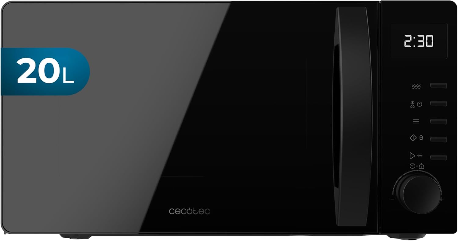 Cecotec Microondas Digital Proclean 5005 Black. 700W, 20L, Tecnología 3DWave, 5 Niveles Potencia, Temporizador 30 Min, Descongelación, Pantalla con Reloj, Comidas Listas al Instante