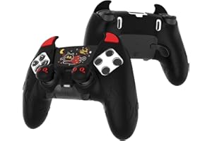 PlayVital Cover Controller per ps5 Edge Joystick Custodia Silicone Protettiva Skin Antiscivolo, Copri Levette Analogiche Adesivi Touchpad Accessori per ps5 Edge Gamepad, Diavolo Carino, Nero