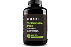 ‎ZENEMENT Verdauungsenzyme - 10 Enzyme einschließlich Bromelain und Papain, Hohe Konzentration - 200mg pro Kapsel - 180 Vegane Kapseln - Geeignet für Alle Diäten - Ohne Zusatzstoffe, Glutenfrei