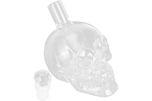 KIKYO Recipiente de Vino, Botella de Vino de Cristal con Forma de Calavera Recipiente de Botella de Whisky Transparente para Licor de Vodka(350ML)