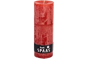 Spaas Bougie Pilier rustique non-parfumée 68/190 mm, ± 95 heures - rouge 0633204.013