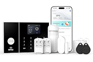 LWOHSI Sistema inalámbrico de alarma para el hogar,sistema completo de alarma antirrobo GSM con sirena de alarma de 120 dB,control remoto,pantalla LCD,invitación por voz, oficina (LW-208-C)