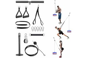 Lyndwin Poulie Musculation, 3 en 1 Muscu Machine kit Poulie de Tirage Musculation Maison avec Mousse Barre Poignet, Appareil Fitness Accessoire pour Triceps Biceps Bras Poitrine Dos