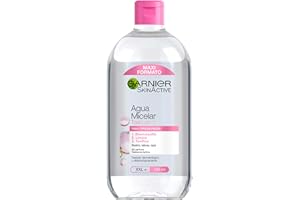 Garnier Skin Active, Agua Micelar Clásica Todo en Uno, Desmaquillante, Limpiador Facial, Limpia Rostro, Labios y Ojos, Sin Aclarado, para Todo Tipo de Pieles, Formato Maxi, 700 ml