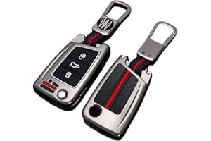 Happyit Etui na kluczyki samochodowe ze stopu cynku do Volkswagen VW Golf 7 MK7 Tiguan mk2 Skoda Octavia A7 Kodiaq 3 przyciski 360° wodoodporna ochrona (kolor matowy)