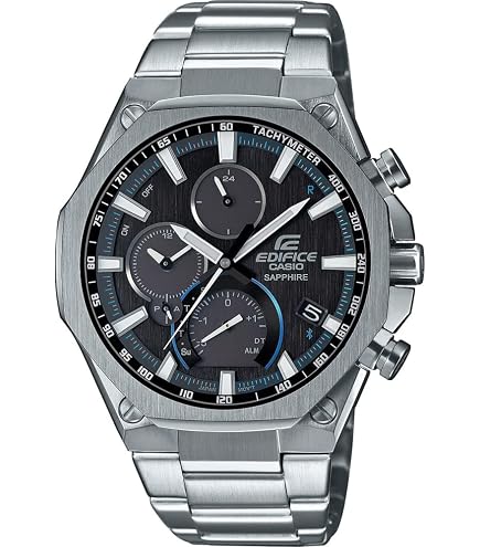 Casio Orologio Solare Uomo, misura cassa 55.60mm con quadrante Nero