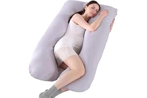 SHANNA Poduszka ciążowa w kształcie litery U, poduszka do karmienia piersią, z bawełnianym pokrowcem, duża poduszka do pozycjonowania, wygodna poduszka dla dorosłych, do spania dla mamy