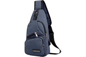 RLEHJN Sac de Poitrine Homme, ImperméAble Sac à BandoulièRe Loisir, Sac de Poitrine avec Port de Chargement Usb, LéGer Sac à Dos de Voyage pour RandonnéE Cyclisme Voyage Camping Pas Cher