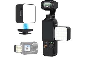 VRIG FD-02 Magnetische Mini-Video-Licht mit Metall-Patch für DJI Osmo Pocket 3, 3000K-6000K USB-C Actionkamera-Fülllicht für DJI Osmo Action 5 Pro/4/3, Pocket 2 und Käfige (Schwarz)