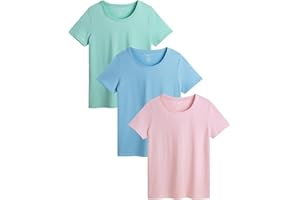 THE ESSENTIALS WARDROBE Ladies T-Shirt 3 Pack Multicoloured Womens T-Shirts Lightweight Soft Comfort Fit Tee Crew Neck Multipack Cotton T-Shirts Sizes S-4XL