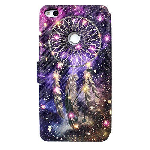 P8 Lite 2017 Schutzhülle Leder, Huawei P8 Lite 2017 Hülle, Huawei P8 Lite 2017 Bumper Hülle, Moon mood® Ledertasche für Huawei P8 Lite 2017 (5.2 Zoll), PU Leder Cover Hülle Folio Handyhülle Gemalt Muster Premium Bumper Tasche Backcover Handytasche Stand Etui im BookStyle Tasche mit Standfunktion Halter Kreditkarte Slots und Magnetverschluss Cover mit Weich TPU Innere Etui für Huawei P8lite (2017) (nicht für Huawei P8 Lite 5.0 Zoll / Huawei P8 / Huawei P8 Max / Huawei P8 Lite Smart) - 3
