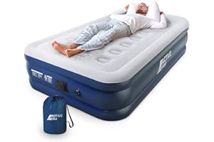 Active Era Materac Jednoosobowy Dmuchany Samopompujący 187 x 99 x 53 cm Pojedynczy z Wbudowaną Pompą Powietrza Poduszką Wodoodporny Elektryczny do Spania Samochodu Turystyczny Kempingowy