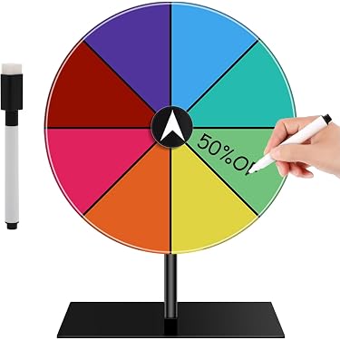 Roue De La Fortune Géante 61 Cm – 14 Couleurs, Tableau Effaçable, Hauteur Réglable De 94 à 165 Cm – Idéale Pour Foires, Fêtes Et Supermarchés