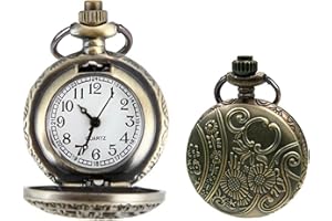 CERIOLL Orologio da Taschino, Orologio da Tasca da Uomo Al Auarzo con Catena, Orologio da Tasca Liscio Stile Vintage, Catenina per Orologio da Taschino a Clip, Orologio da Taschino con Catena