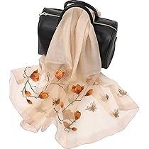 Sciarpa Di Seta Donna Con Ricami - Shawl Elegante Per Hijab O Accessorio - Foto 9