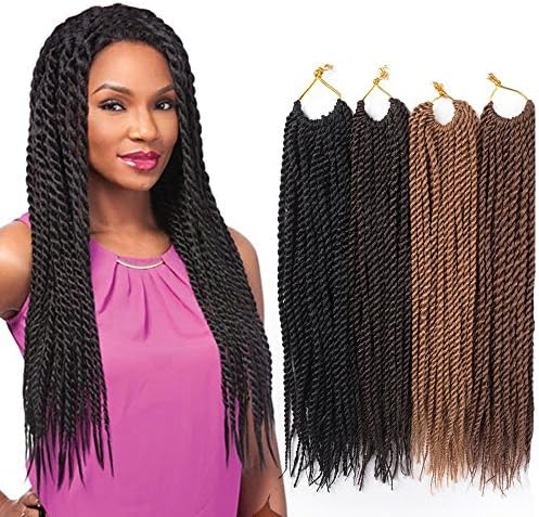 NFB Synthetic Hair Senegalese Twist Crotchet Braids 18" 2X Wave Crochet Braiding Hair Extension(9-Pack, #1B)