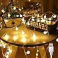 Catena Luminosa LED Auting 10m 100 LED - Luce Bianca Calda, Telecomando, Timer E 8 Modalità, Impermeabile IP65 Per Interni Ed Esterni