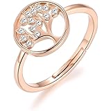 Philip Jones Rose Gold Plated Adjustable Tree of Life Ring Created with Zircondia® Crystals