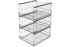 DongMaple 3 Stück Schrank Organizer Kleiderschrank, Stapelbare Aufbewahrungsbox Kleiderschrank, Schrank Schubladen, Regal Metall Schrank, Kleiderschrank Ordnungssystem, Faltbar Schrank, Schwarz