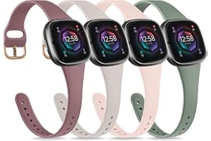TOBFIT Strap compatible for Fitbit Versa 3 Straps/Sense/Sense 2 Strap for Women Men, Soft Slim Thin Silicone Replacement Band Wristband Watchband for Fitbit Versa 4