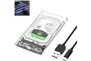 CKDSA Boitier Disque Dur Externe 2.5” SATA USB C 3.1 Gen 2 Boîtier Externe Disque 6Gbps pour SATA HDD et SSD 7/9,5 mm accélération UASP Trim pour Ordinateur Portable PC Portable PS4 Xbox Trim sans Outils