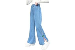 Happy Cherry Girls Jeans Denim Pants Retro Style Wide Leg Baggy Trouser for Girls 4-12Years