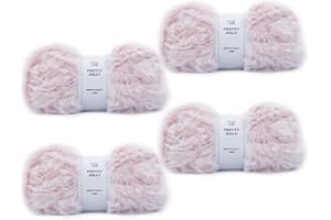 Pretty Jolly - Lot de 4 pelotes de fil en fausse fourrure super doux et moelleux pour crochet et tricot - Fil en polyester - Rose clair