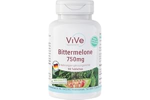 ‎VIVE SUPPLEMENTS Bittermelone-Extrakt 750mg - 90 Tabletten + Chrompicolinat - vegan - standardisiert auf 10% Charantin | Qualität aus Deutschland von ViVe Supplements