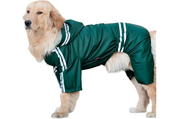 Bhumi Enterprises Dog Raincoats Jumpsuit Rain Snow Coats Waterproof Clothing 4 Four Legs Raincoat Full-Cover Dogs Hooded Poncho Dog Pet (Olive Green) (32)