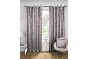 Enhanced Living Halo Grey/Silver- Thermal, Blockout, Eyelet Ring Top, Readymade Curtains with Textured Metallic Look (Grey/Silver, Width - 66" (168cm) x Drop - 90" (229cm))