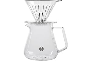 TIMEMORE Versa sopra la caffettiera, set di caffettiere a mano, server di vetro (600 ml), gocciolatore di cristallo 02, caffettiera per caffè filtro
