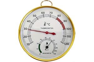 Väggmonterad bastutermometer hygrometer 2-i-1 med rostbeständigt legerat aluminium, cirkulerande lufthål och inget batteri krävs för användning av bastu (1 st)