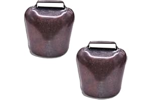 Yuemuop 2 Stück Kuhglocke mit Schwengel aus Eisen, Kuh Pferd Schafe Glocke, Kuhglocke Antike Eisen Glocke für DIY Basteln Handwerk Bronze Anruf Glocken Party Dekoration(6,3 x 4,8 x 3 cm 62g)