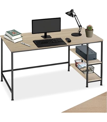 BAKAJI Scrivania Con Libreria 4 Ripiani Tavolo Da Lavoro Porta Pc Computer Struttura E Piano In Legno Mdf Arredamento Casa Ufficio Cameretta Dimensioni 110 X 90 X 40 Cm Grigio