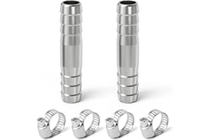 ERGAOBOY 2 pièces 37 mm raccord à barbelure en acier inoxydable 304, raccord union, adaptateur droit avec collier de serrage pour air, eau et carburant