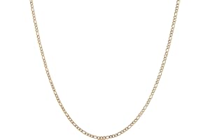 HZMAN Men Women 24K Real Gold Plated Figaro Chain Stainless Steel Chain Necklace Jewelry Gift 16"-30"
