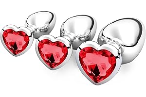 QULLMARTLE 3 Piezas De Metal Anal Butt Plug,S+M+L Adultos Unisex Juguetes Sexuales,De Lujo De En Forma De Corazón Joya,De Juguetes Sexuales Con Crystal Diamond Juguetes (Rojo)