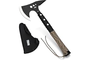 KHU 420HC Acero Hacha Supervivencia Hacha de Camping - con Funda para Caza, Pesca, Bushcraft, Camping, Outdoor, Supervivencia y Bushcraft - 08A