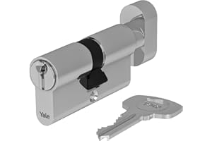 Yale Cilindro Europeo di sicurezza standard con pomolo per serratura YC054KD303003N1 Nichelato, 30/30mm, 3 Chiavi Verticali