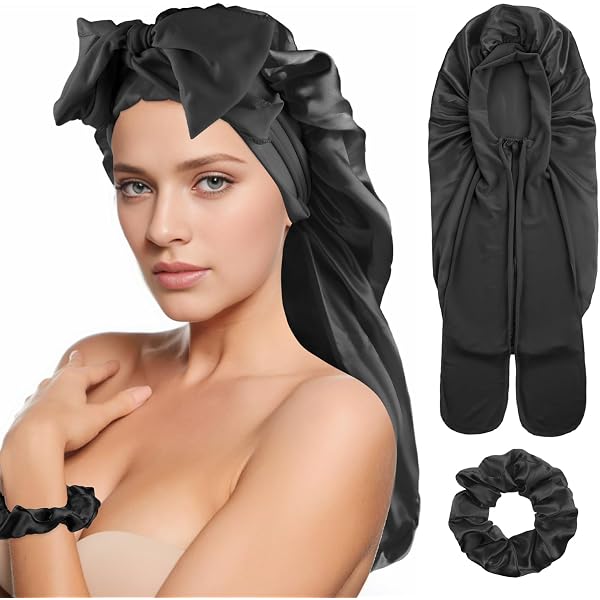 Bonnet De Nuit Satin Coubeau - Long, Pour Cheveux Bouclés, Bandes Élastiques